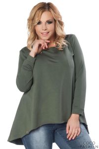 Ciemnozielona Bluzka z Wydłużonym Tyłem PLUS SIZE